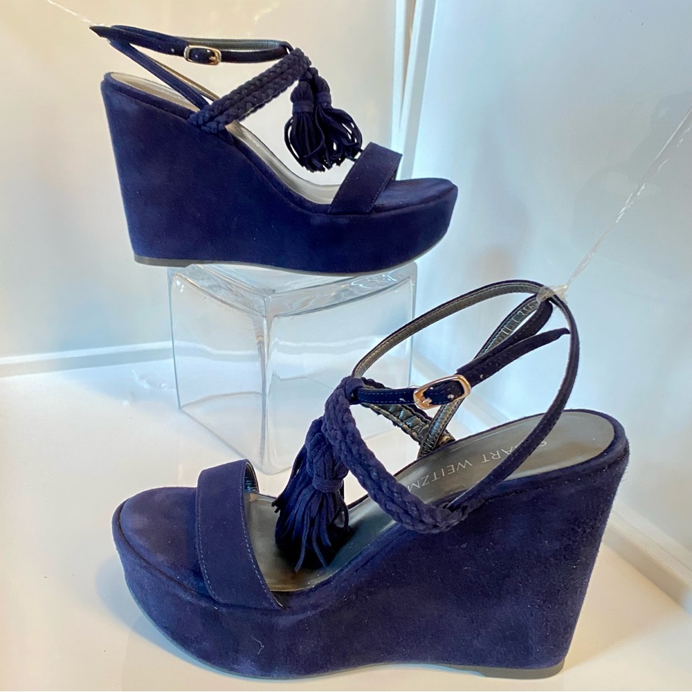 Stuart Weitzman | Navy Suede | Wedge Sandal | Size 36 (US 5.5)